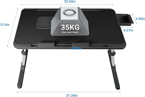Miniatura 5 de iXTRA Escritorio de regazo para laptop con ventilador de refrigeración, ajustable con luz, USB, cajón de almacenamiento, escritorio de cama
