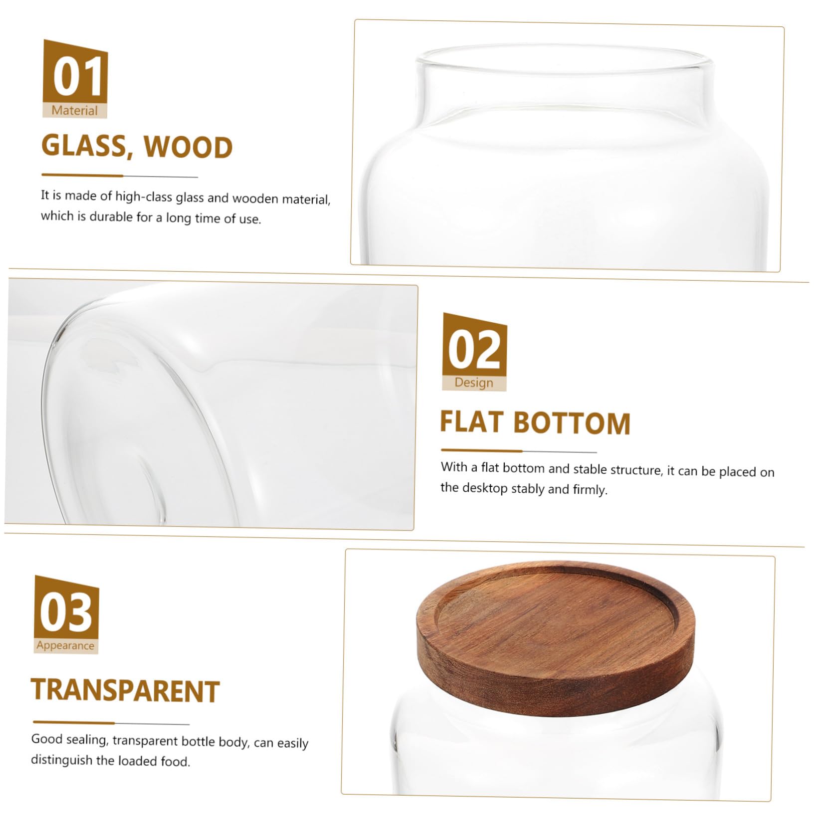 Großes Haushalts Vorratsglas aus Hochwertigem Glas mit Luftdichtem Holzdeckel zur Aufbewahrung von Getreide Tee Süßigkeiten und Mehl Robust und Vielseitig für Küche und