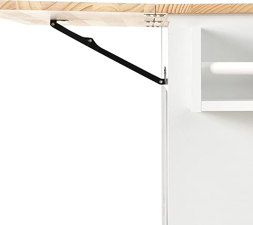 Miniatura 9 de Isla de cocina rodante con hoja caída, carrito de cocina móvil con ruedas con estante para especias, toallero y 3 cajones de almacenamiento, parte