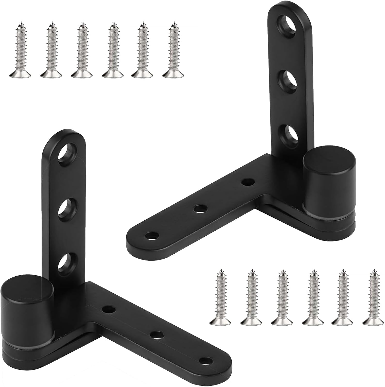 Black Pivot Hinge,Door Hinges, Max Load 132lb/Pair Solid Stainless Steel,Fence gate Hinges,Yard Door Hinges，Used for railings and Wooden Doors（270 Degree Hinge Contains Screws）