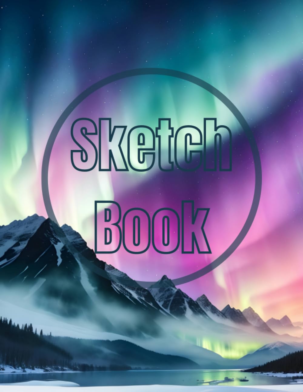 Sketch Book: Premium watercolor The aurora lights over the mountain view design cover page Sketchbook Blank Paper Pad 8.5" x 11" - 120 Pages Blank ... Unlined Journal Soft Cover sketchbooks
