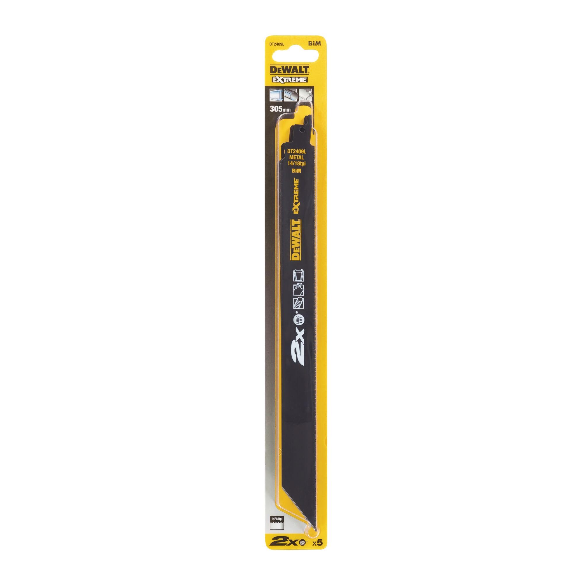 DeWalt, DT2409L, QZ, Hoja de sierra sable bi, metal Extreme 2X, 305mm, 14/18