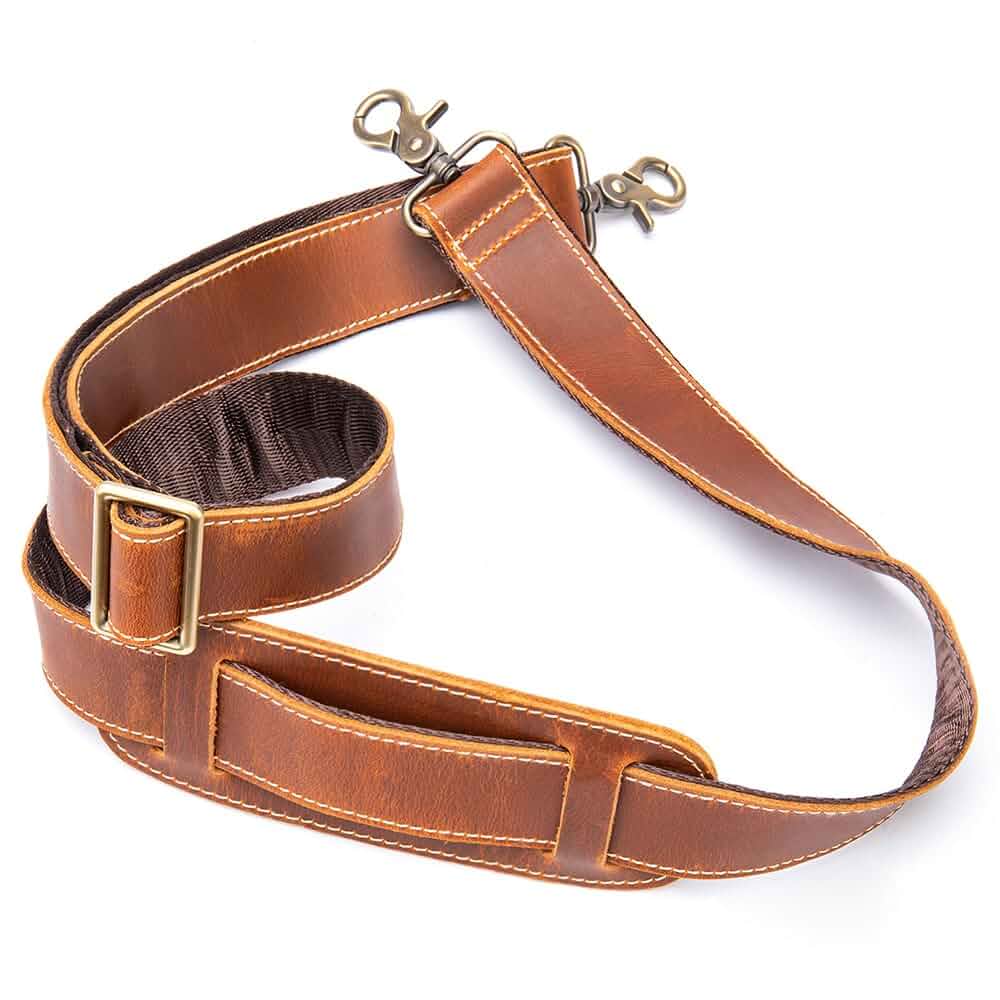 Full Grain Leather Bag Strap Replacement - Adjustable Shoulder Strap for Messenger Briefcase Duffle Crossbody Bags
