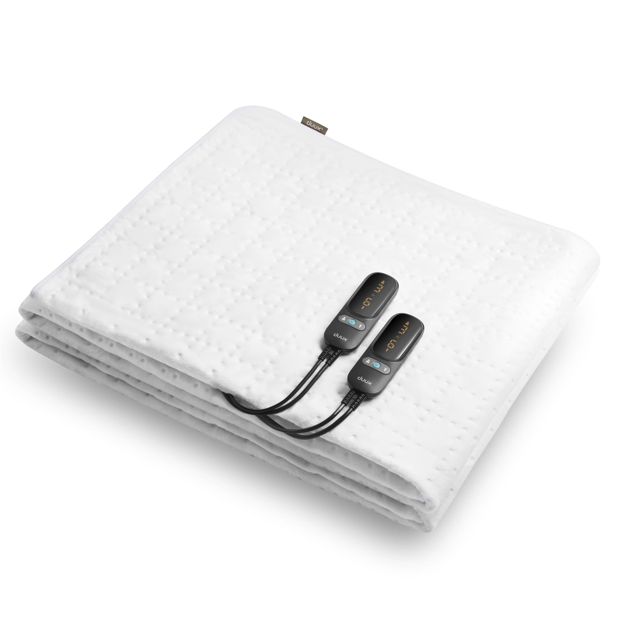 Duux Snooze Fleece Elektrische Unterdecke – Weiche Fleece-Deckschicht – 6 Heizstufen & Timer – 2 Zonen für Körper und Füße – Waschbar – 140x200 cm