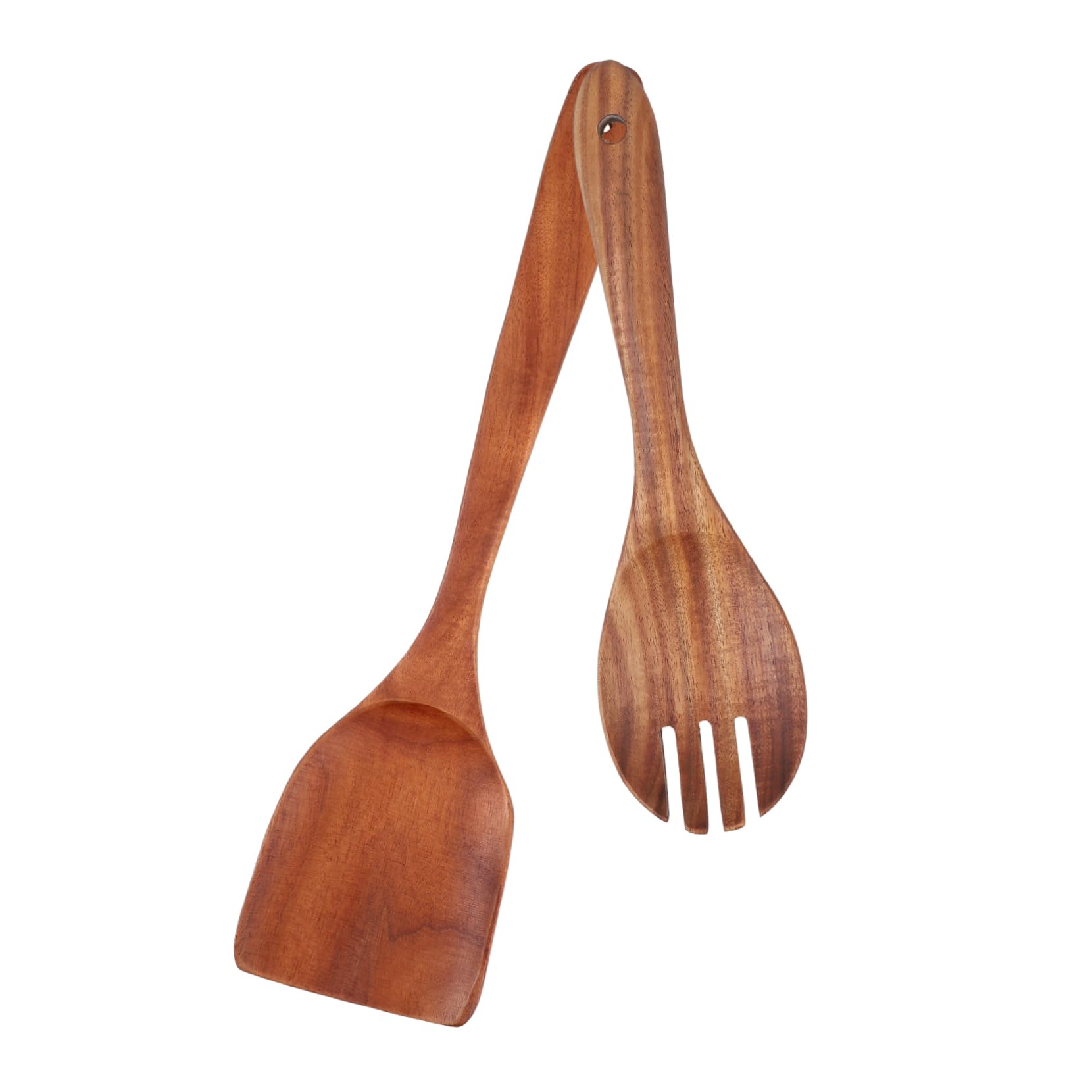 CIYODO 1 Set Salad Dishes Kitchen Utensils Salad Mixing Utensil Salad Forks Long Handle Forks Cooking Spatula Cooking Forks Salad Serving Utensils Wooden Salad Servers Sporks Reusable