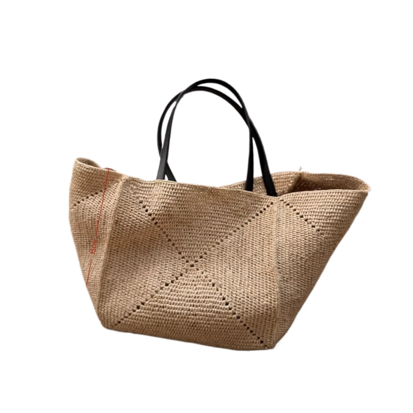 Strohtasche Übergroße große Bast-Stroh-Einkaufstasche, handgefertigte Sommer-Strand-Handtasche for Damen