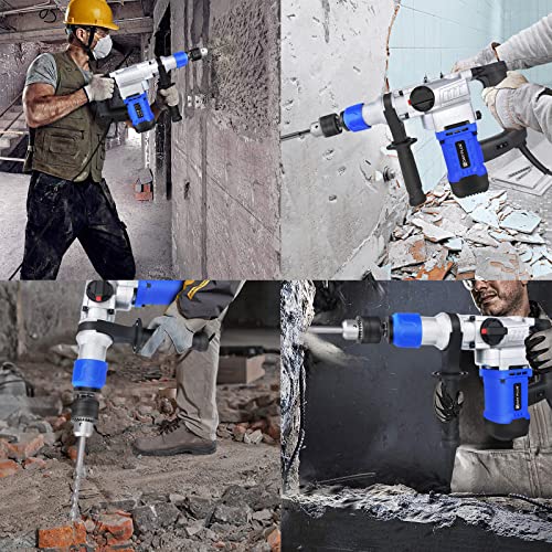 Hammer Drill Rotary Hammer Drill Power Tool with Side Handle 1080W Electric Demolition Jack Hammer Concrete Breaker Drill Kit Include Drill Bits, Point & Flat Chisel, Ideal for Drilling Steel - Image 7