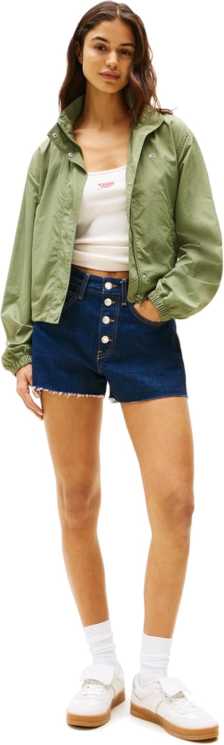 Tommy Jeans Women's Lightweight Varsity Windbreaker Jacket With Logo Detail