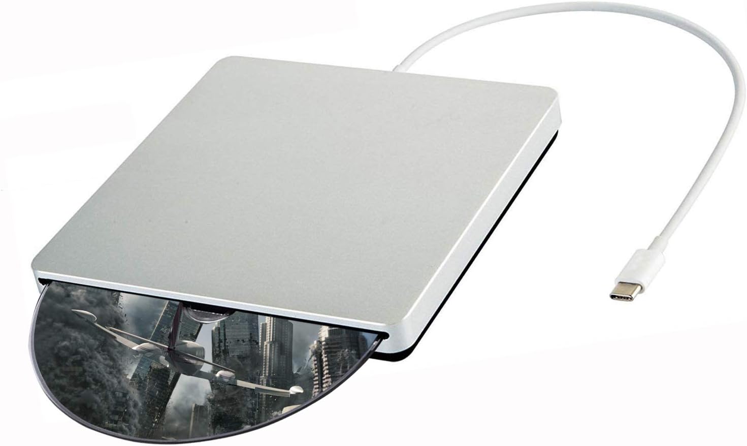 USB-C Superdrive External DVD/CD Reader and DVD/CD Burner for Latest Mac Pro/MacBook Pro/ASUS/ASUS/DELL Latitude with USB-C Port Plug and Play (Silver)