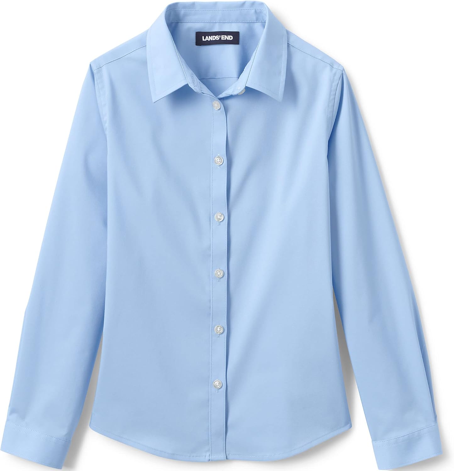 Lands' End School Uniform Girls No Gape Long Sleeve Stretch Shirt