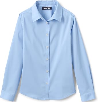 Lands End School Uniform Girls No Gape Long Sleeve Stretch Shirt