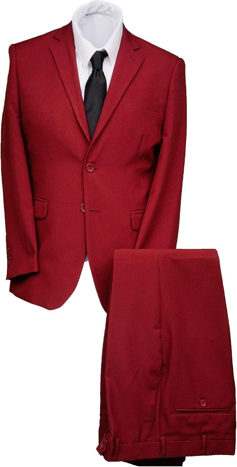 Mens 2 Button Burgundy Dress Suit