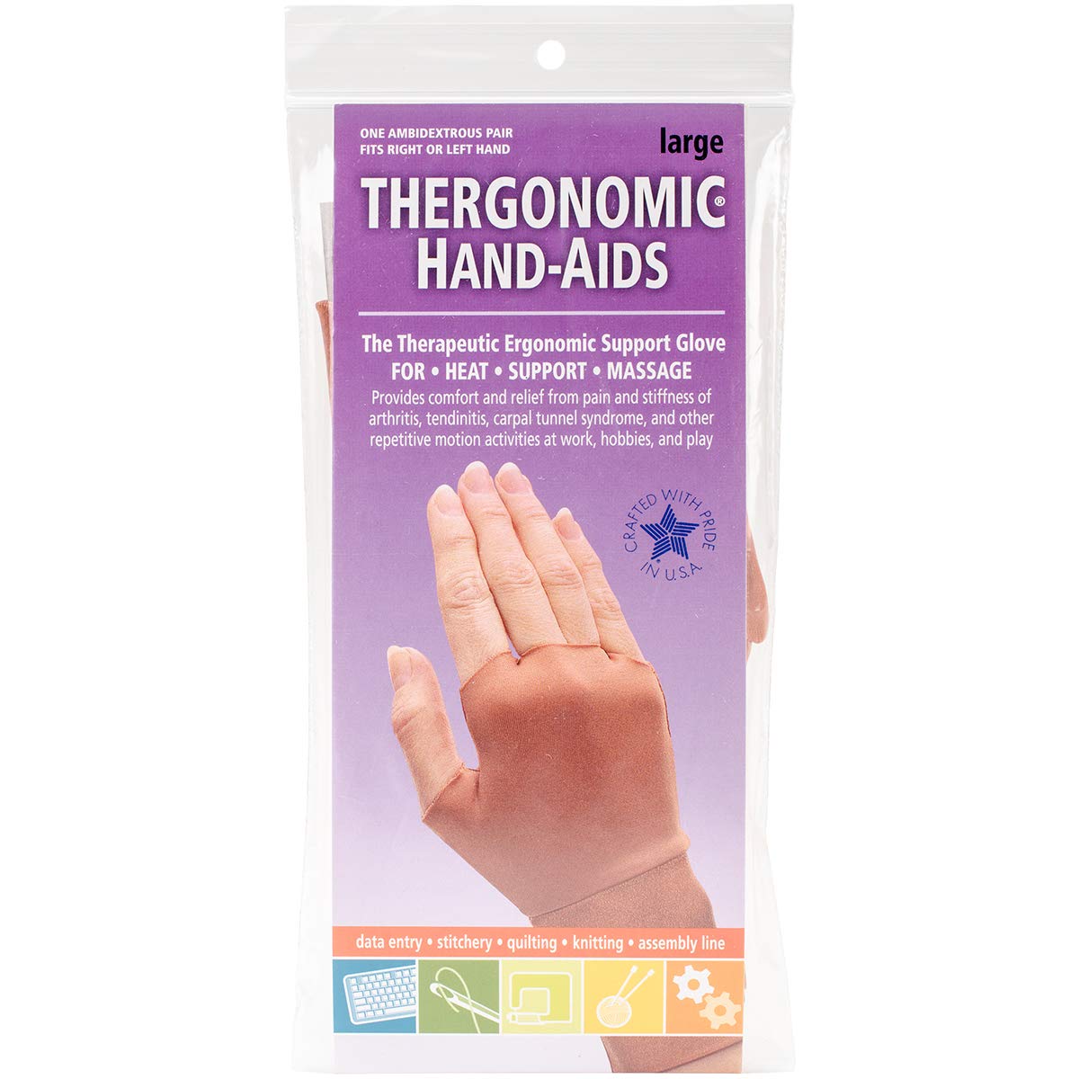Thergonomic Frank A. Edmunds Hand-Aids Support Gloves, Large, HA-4 : Health & Household