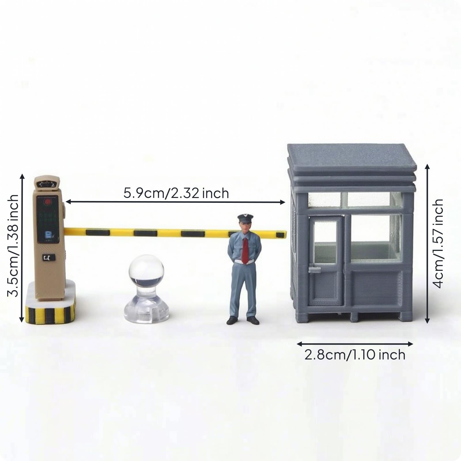 harayaa Miniature Scene Figures Accessori Diorama Sbarra Stradale Addetto Resina con Funzione Luminosa per Allestimenti Modellini Auto Parcheggi Adatto a