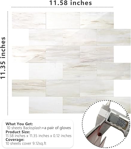 Vista 124 de STICKGOO 10 hojas de azulejos de metro para despegar y pegar, azulejos de pared para salpicaduras de cocina, azulejos de pared de PVC para Pizarra