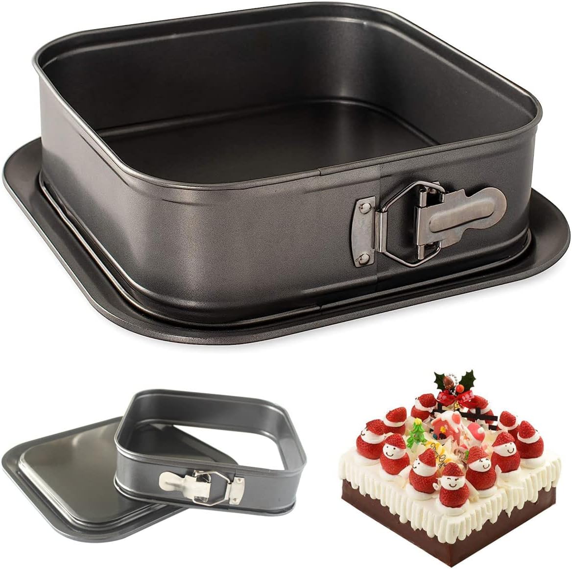 LANYOTA Square Cake Tin, Springform Pan, 9 Inch Cake Pan Bakeware with