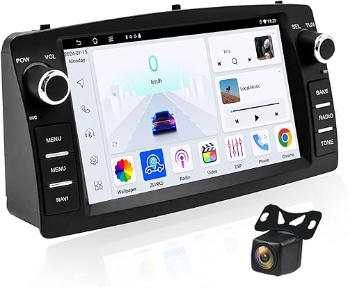 Estéreo de coche 4+64G para Toyota Corolla E120 2000-2006 con Carplay Android Auto, pantalla táctil QLED de 7 pulgadas Radio Android con cámara de
