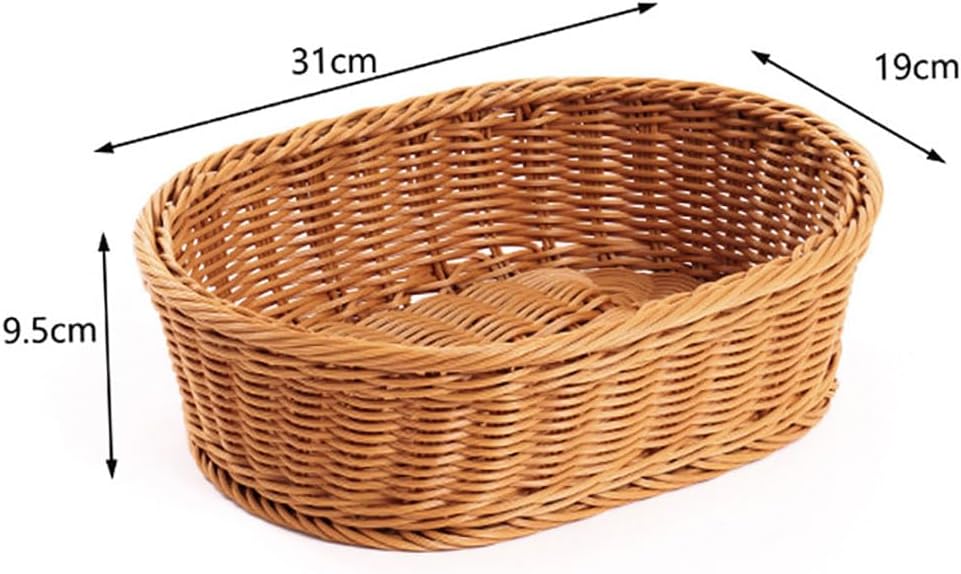 Wicker Bread Basket,Handwoven Storage Basket for Fruit Basket Vegetables Cosmetics in Home Restaurant & Bakery (Oval 2Pack)