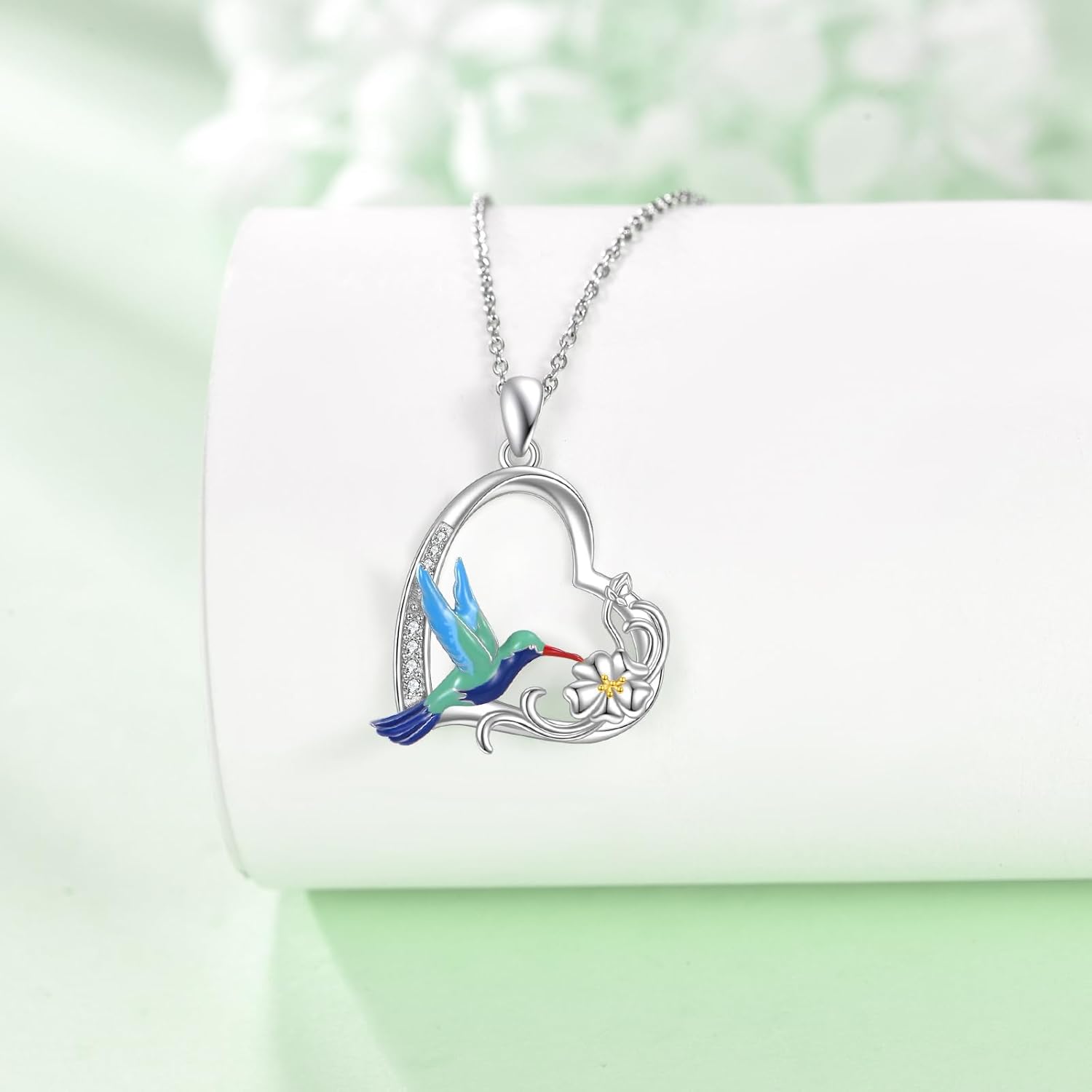 Hummingbird Necklace 925 Sterling Silver Heart Hummingbird Pendant Jewelry Gifts for Women - Image 2