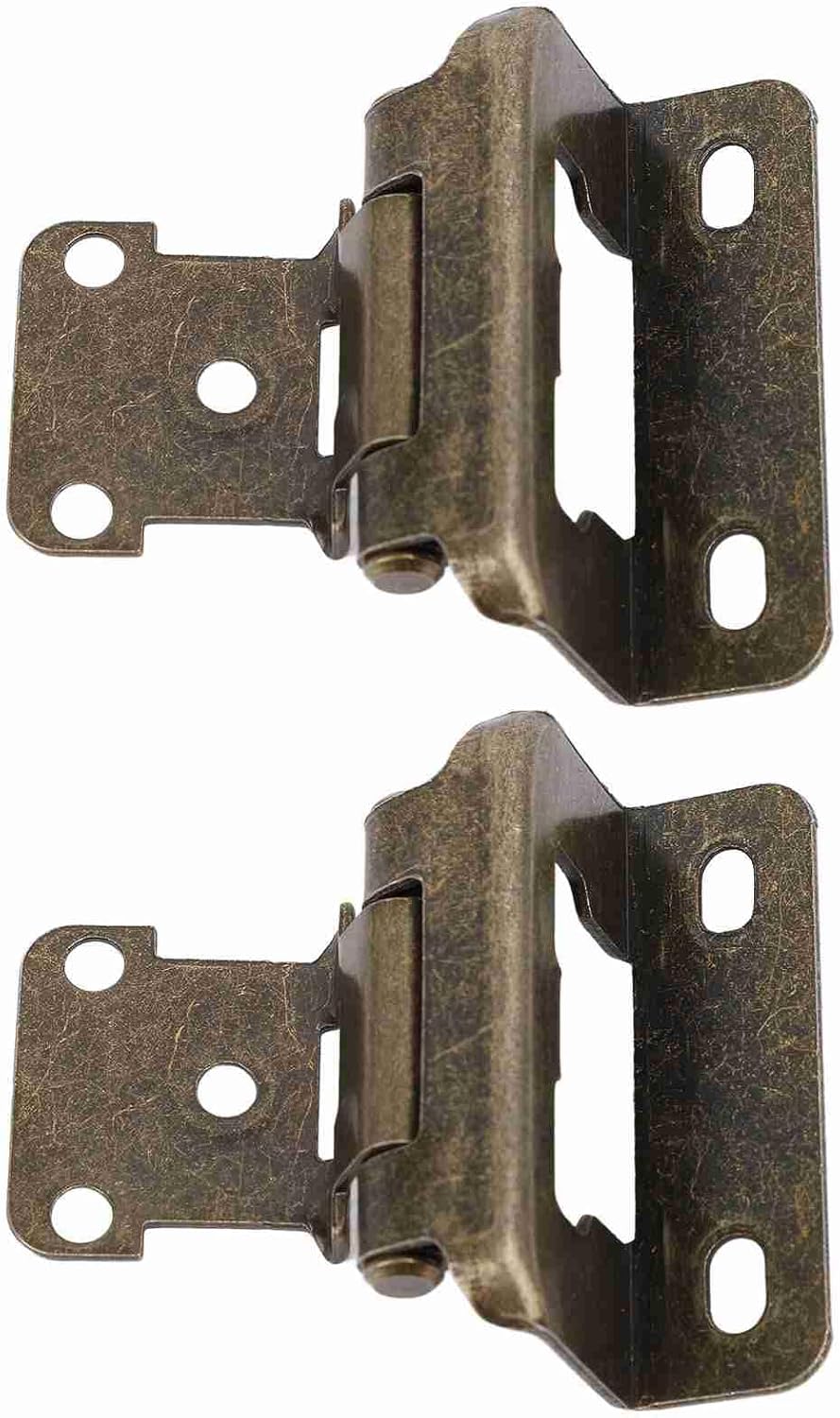 Self Closing Cabinet Hinge, 2Pcs Enhanced Safety Steel Semi Wrap Overlay Cupboard Door Hinge with Easy Installation, for Kitchen Bathroom RV Boat Campervan (Bronze)