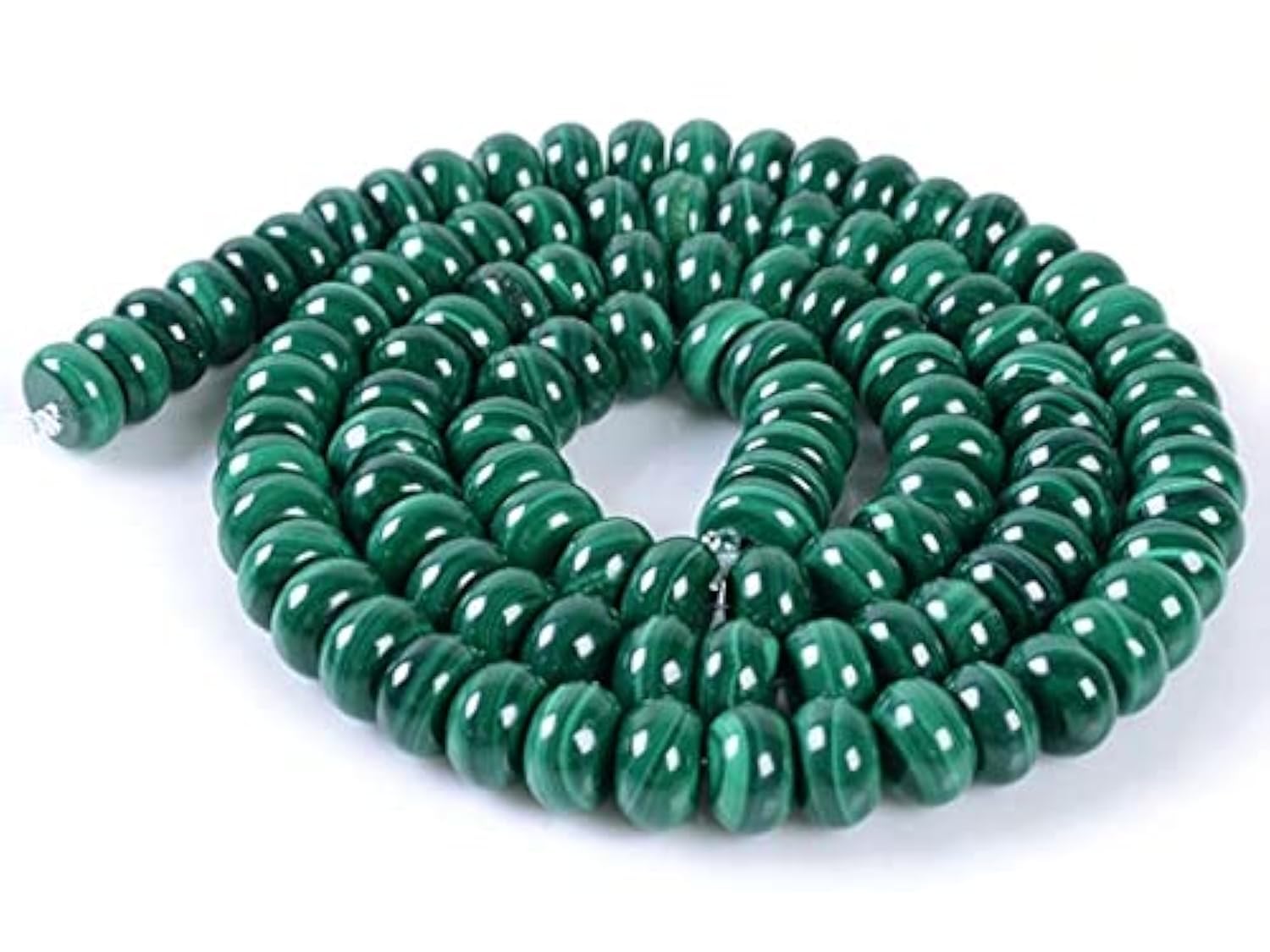 Malachite rondelle loose gemstone beads 16" LKBEADS 0131 en 6mm