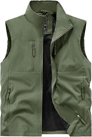 Darringls Gilet de pêche pour homme - Décontracté - Respirant - Veste softshell légère - Gilet d'extérieur - Gilet d'été - Automne - Loisirs - Voyage - Randonnée - Gilet de travail - Multipoches
