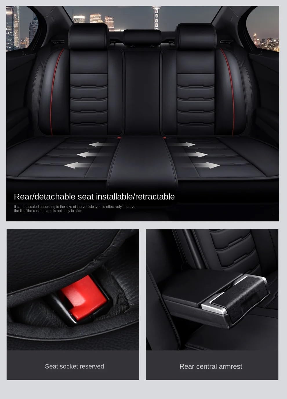 SWEPER Copri Seggiolino Auto Per la maggior parte dei modelli di auto, comodo coprisedile traspirante/universale Coprisedile Auto(Black Only Back Row)