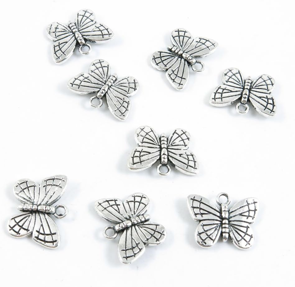 120 Pieces Jewelry Making Charms Antique Silver Tone for Necklace Pendant Bracelet J8FY1 Butterfly
