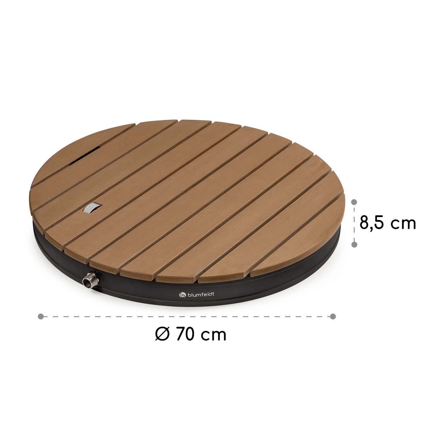 blumfeldt Mobile Gartendusche, Aussendusche für den Garten, Bodendusche mit 4m Fontänenhöhe, Boden-Gartendusche mit Holz-Optik für Pool & Sauna, Außendusche Wasserdicht, Frost- & UV-Beständig