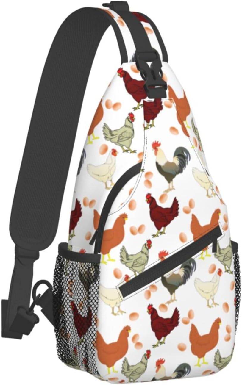 Dog Paw Sling Bag for Women Men Chicken Crossbody Bags Sunflower Chest Bag Gothic Skull Daypack Shoulder Backpack (chicken)