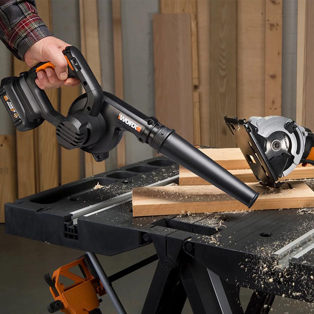 WORX Soplador Ligero 20V Máx. | PowerShare | WX094.9 | No Incluye batería ni Cargador| | 3 velocidades, ergonómico y Potente | Ideal para soplados de Taller Negro
