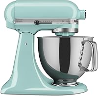 Vista 1 de KitchenAid KSM150PSAC Artisan Series - Batidora de pie con capacidad de 5 cuartos o 4.7 litros, incluye escudo vertedor Azul hielo