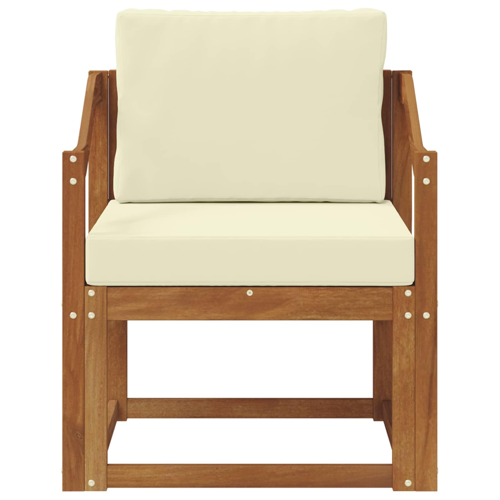 Set di mobili da giardino in legno di acacia massiccio e poliestere naturale, per esterni, balcone, terrazza, giardino, N