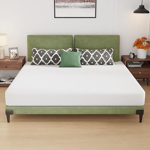 Miniatura 7 de PayLessHere Colchón King de 8 pulgadas, colchón de espuma viscoelástica de gel de firmeza media, color blanco, con funda de cremallera lavable, para