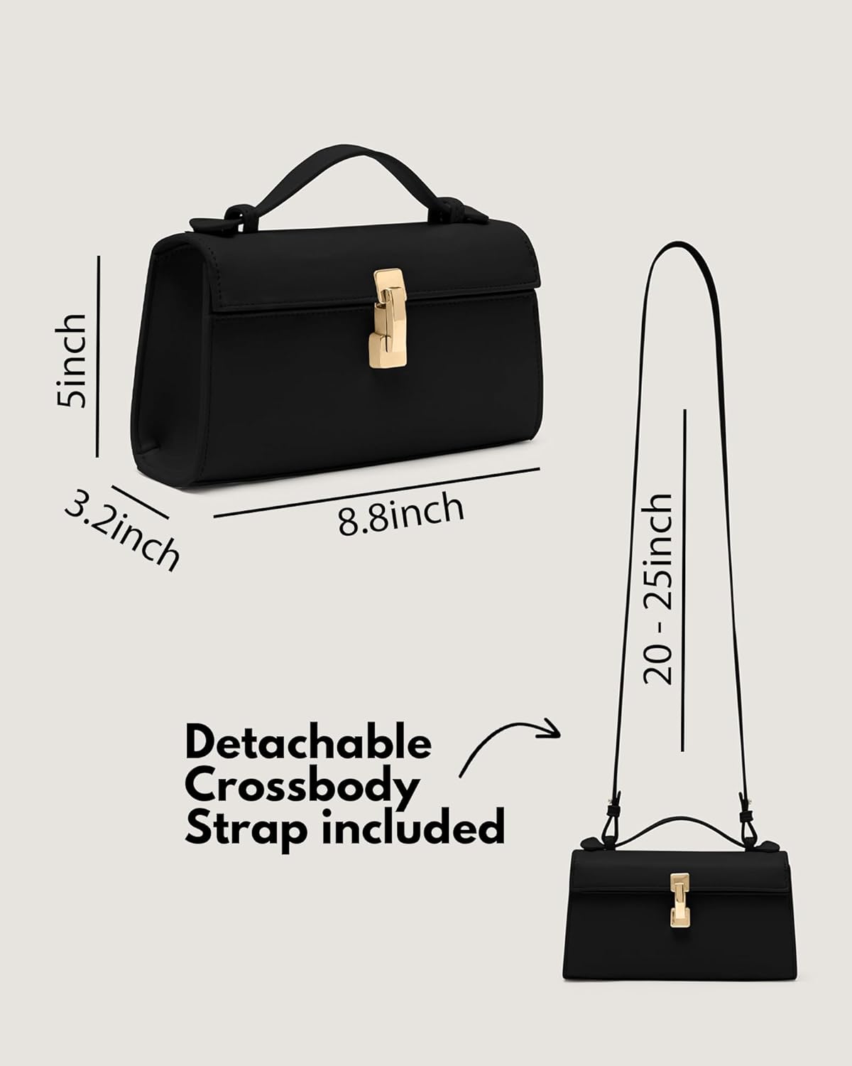 Clutch Purses for Women - Small Purse Top Handle - Evening Bag - Adjustable Crossbody Handbag - Trendy PU Leather - Image 4