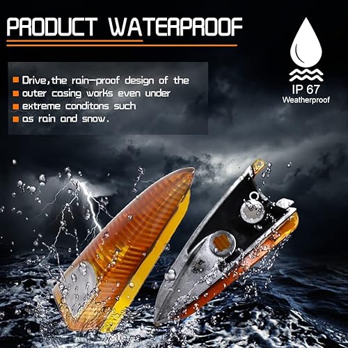 Miniatura 3 de Tonsya Compatible con Ford Expedition Lincoln Navigator 2003, 2004, 2005, 2006, carcasa de repuesto para luz de espejo retrovisor, lente ámbar, OEM