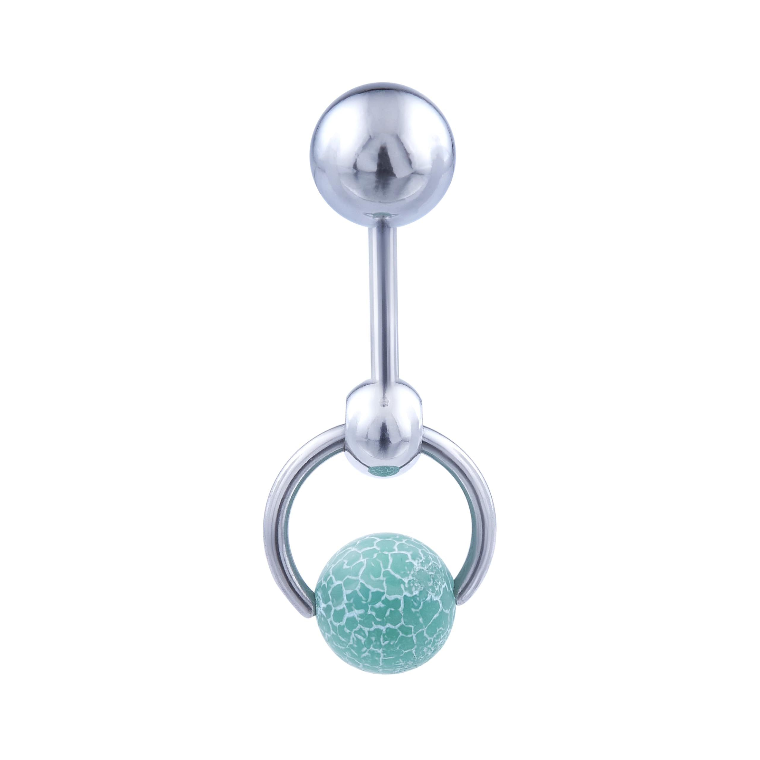 NAVIKO VCH Piercing Jewelry for Women – Vertical Hood Piercing Barbell Ring 14G – Long Belly Button Navel Rings 14 Gauge – Steel Belly Button Ring