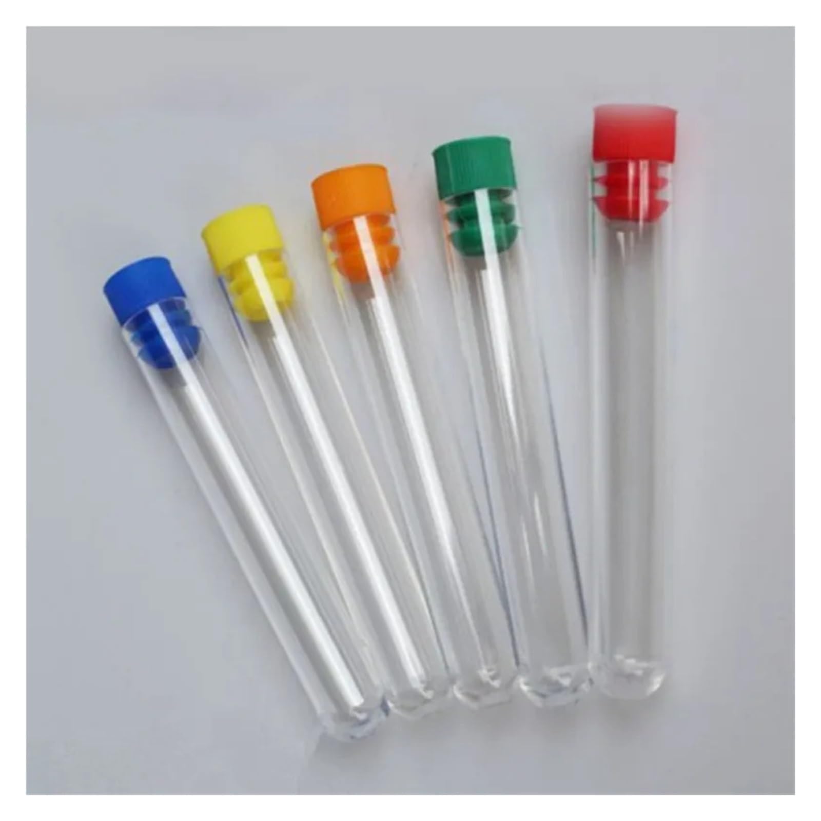 MENGKE 100 Stück 16 x 150 mm 20 ml Reagenzglas aus Kunststoff mit Kappe 6 Zoll 5 Kappenfarben zur Auswahl Hohe Qualität Klar wie Glas