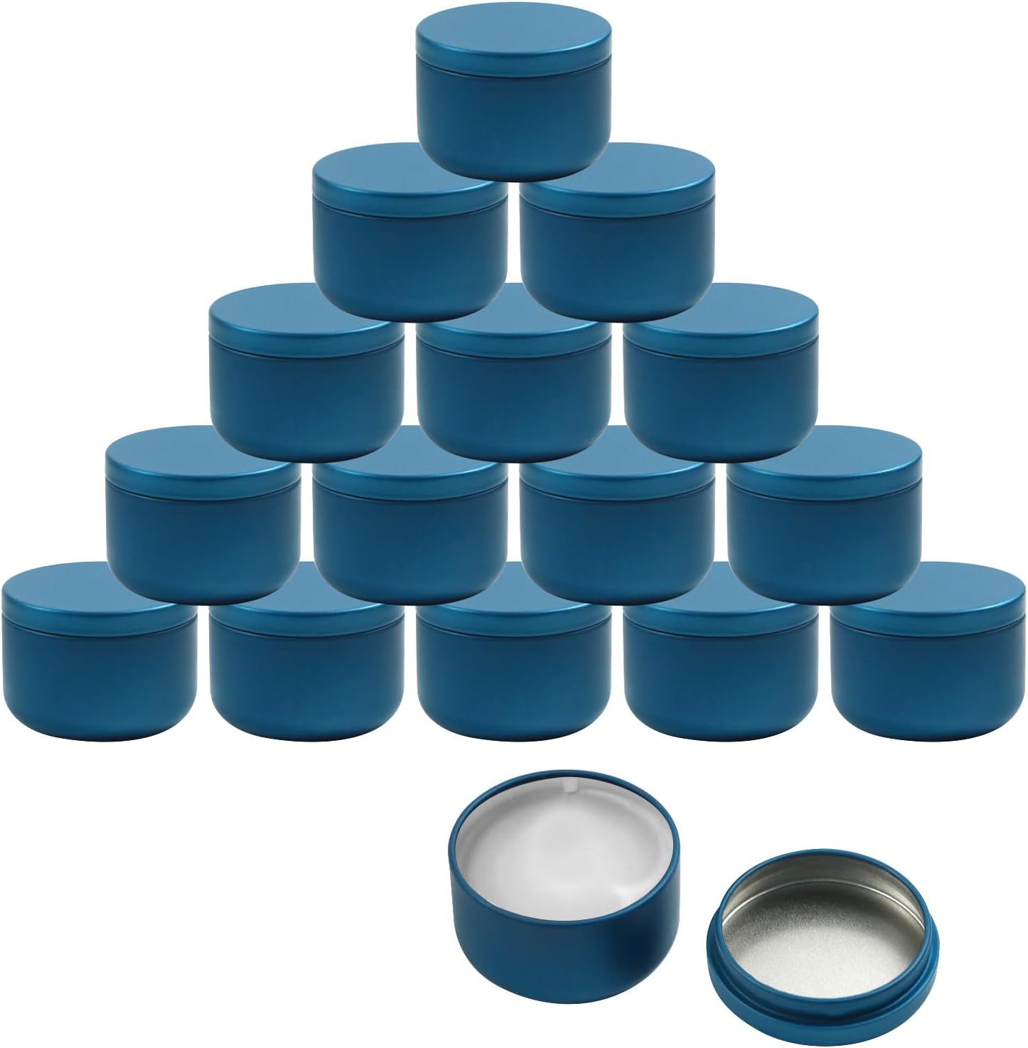 Geesatis 3 oz Empty Candle Tins with Lids (16 Pcs) - Metal Candle Containers Jars for Candle Making, Storage - Airtight, Dark Blue
