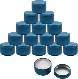 Geesatis 3 oz Empty Candle Tins with Lids (16 Pcs) - Metal Candle Containers Jars for Candle Making, Storage - Airtight, Dark Blue