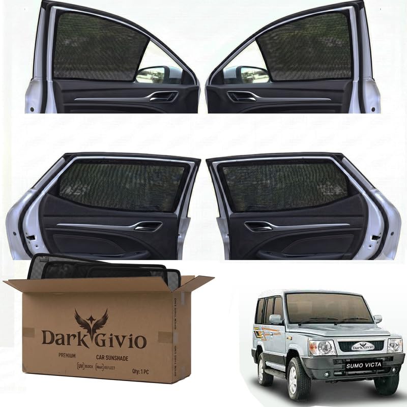 Image of Car Window Sun Shade Protector for Sumo VICTA | Exact Fit Non-Magnetic Half Cut Sunshade (Set of 4 /6) | UV Blocker Side Window Car Curtains & Interior Accessory