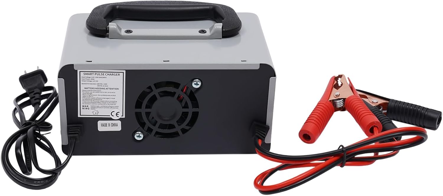 Car Battery Charger Automatic, 400W 12/24V Trickle Maintainer Charger for Motorcycles, Vans and Trucks