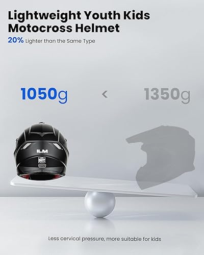 Miniatura 9 de ILM Casco ATV juvenil para niños, casco de motocross BMX, todoterreno, Go Kart, DOT ECE, modelo-Z705 (Hip-hop, L)