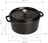 Vista 3 de Staub olla de hierro cocotte redonda de 6-1/4 cuartos de galón, Negro mate