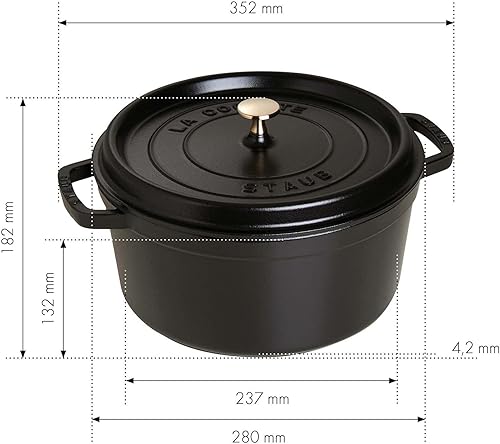 Miniatura 3 de Staub olla de hierro cocotte redonda de 6-14 cuartos de galón, Negro mate