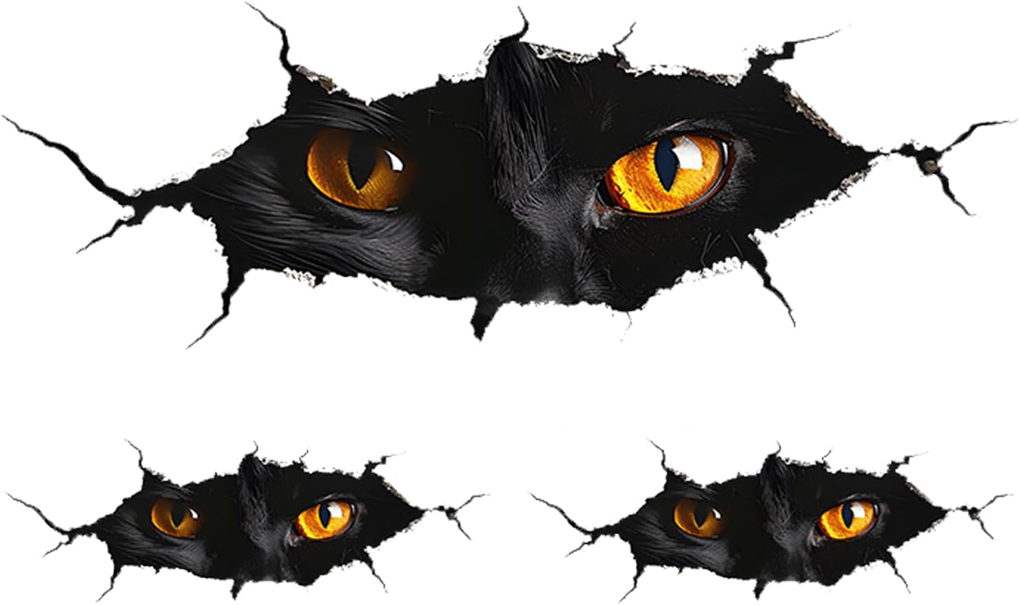 3 PCS Black Cat Eye Sticker, Funny 3D Realistic Car Body Sticker, Scratch Covering Waterproof Decal, Universal Self-Adhesive Car DIY Decorative Accessories (Multicolored)