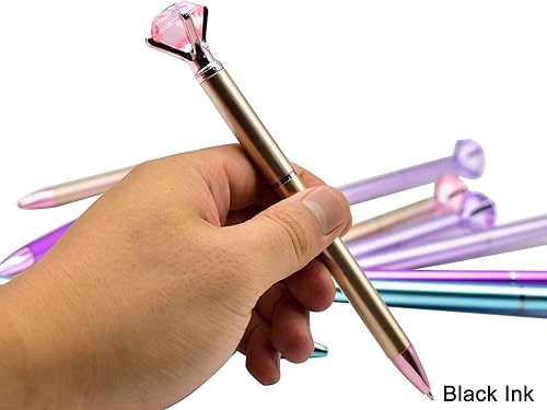 Vista 9 de Maydahui 24 bolígrafos novedosos (12 bolígrafos retráctiles de diamante grande + 12 bolígrafos de gel de sirena para niñas, mujeres y estudiantes)