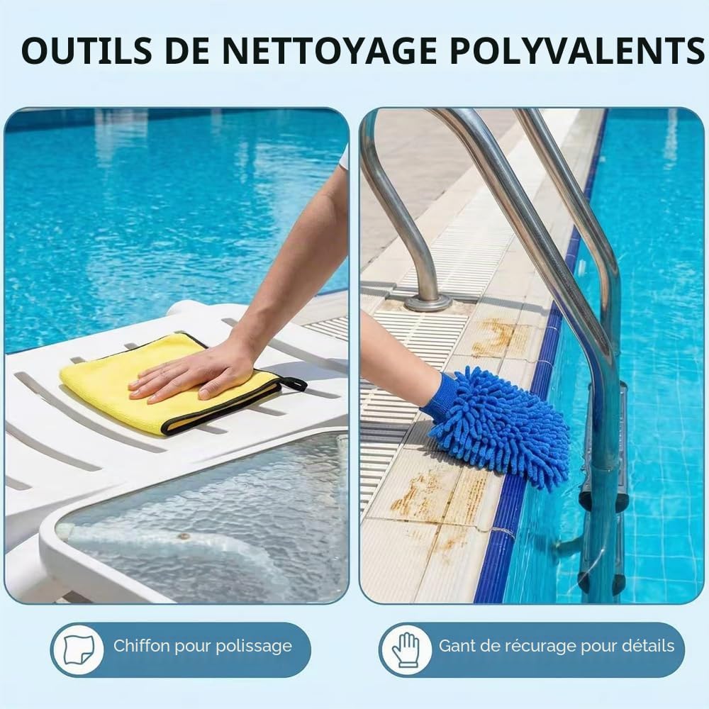 Balai de Piscine avec Tige en Acier Inoxydable réglable en Longueur 230 cm, Balai Piscine Brosse 45 cm，avec Perche Amovible avec Tige en Acier Inoxydable réglable en Longueur