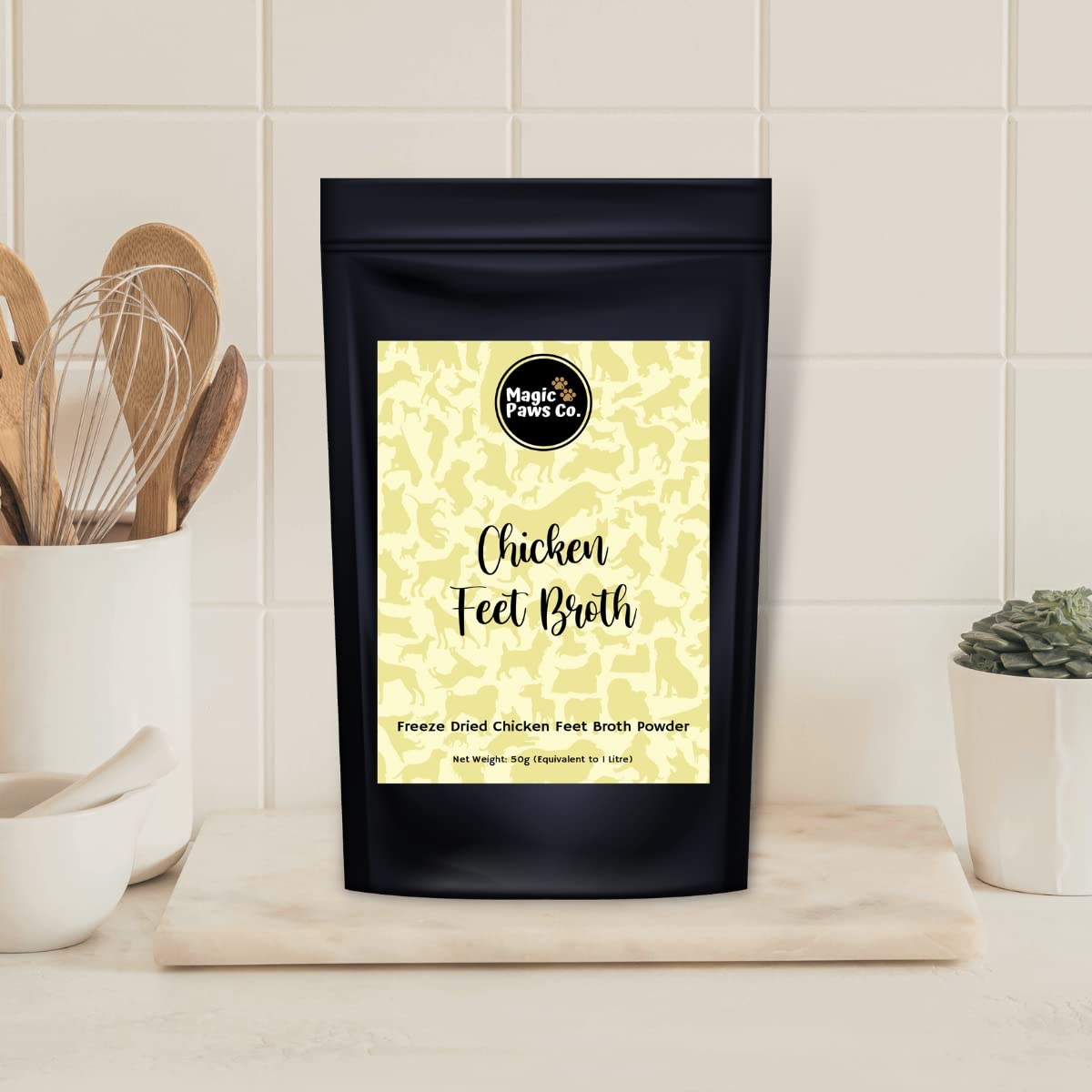 Magic Paws Co. Chicken Feet Broth | All Natural Freeze Dried Chicken Feet Broth Powder for Pets | Dogs & Cats