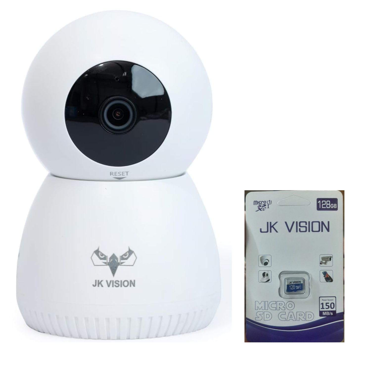 JK Vision Ranger 2 WiFi CCTV Camera, 360° Coverage,1080P, Wireless, Human Tracking, Alarm Push, Night Vision, Two-Way Talk, Compatible with Alexa, White, Support Upto + 128GB Memory Card